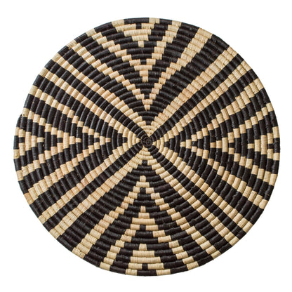 23" Black & Natural Geo Wall Art Disc - Decor Addict, LLC