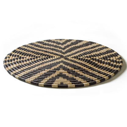 23" Black & Natural Geo Wall Art Disc - Decor Addict, LLC