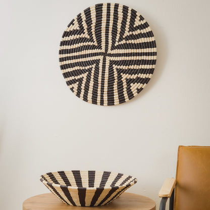 23" Black & Natural Geo Wall Art Disc - Decor Addict, LLC