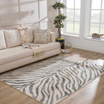 Gray Ecorse Zebra Print Area Rug - Decor Addict, LLC