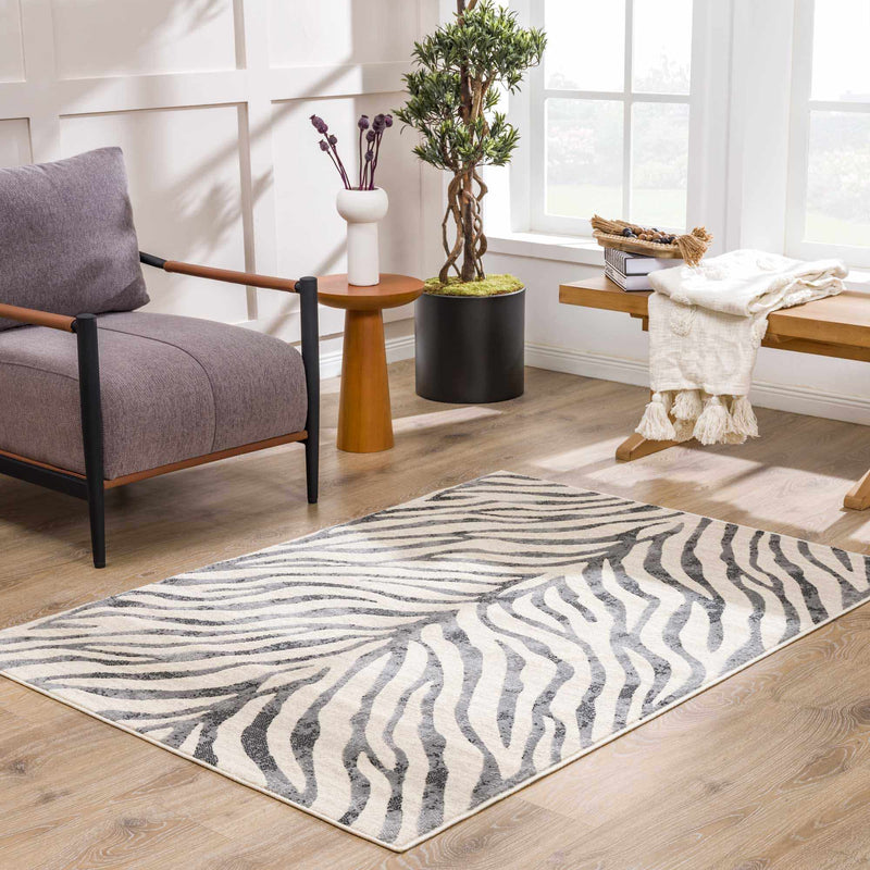 Gray Ecorse Zebra Print Area Rug - Decor Addict, LLC