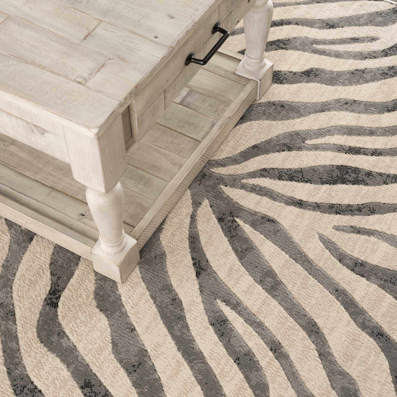 Gray Ecorse Zebra Print Area Rug - Decor Addict, LLC