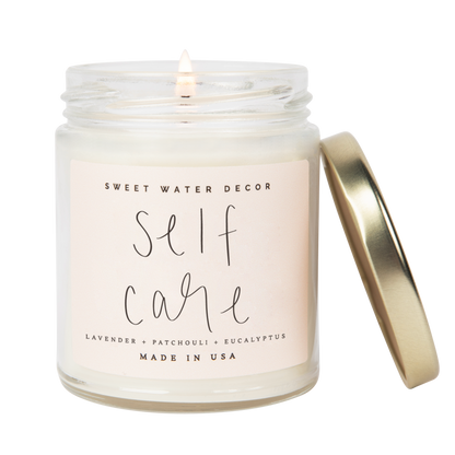 Self Care Soy Candle - Clear Jar - 9 oz - Decor Addict, LLC