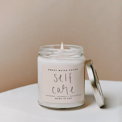 Self Care Soy Candle - Clear Jar - 9 oz - Decor Addict, LLC