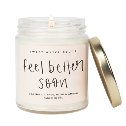 Feel Better Soon Soy Candle - Clear Jar - 9 oz (Salt and Sea) - Decor Addict, LLC