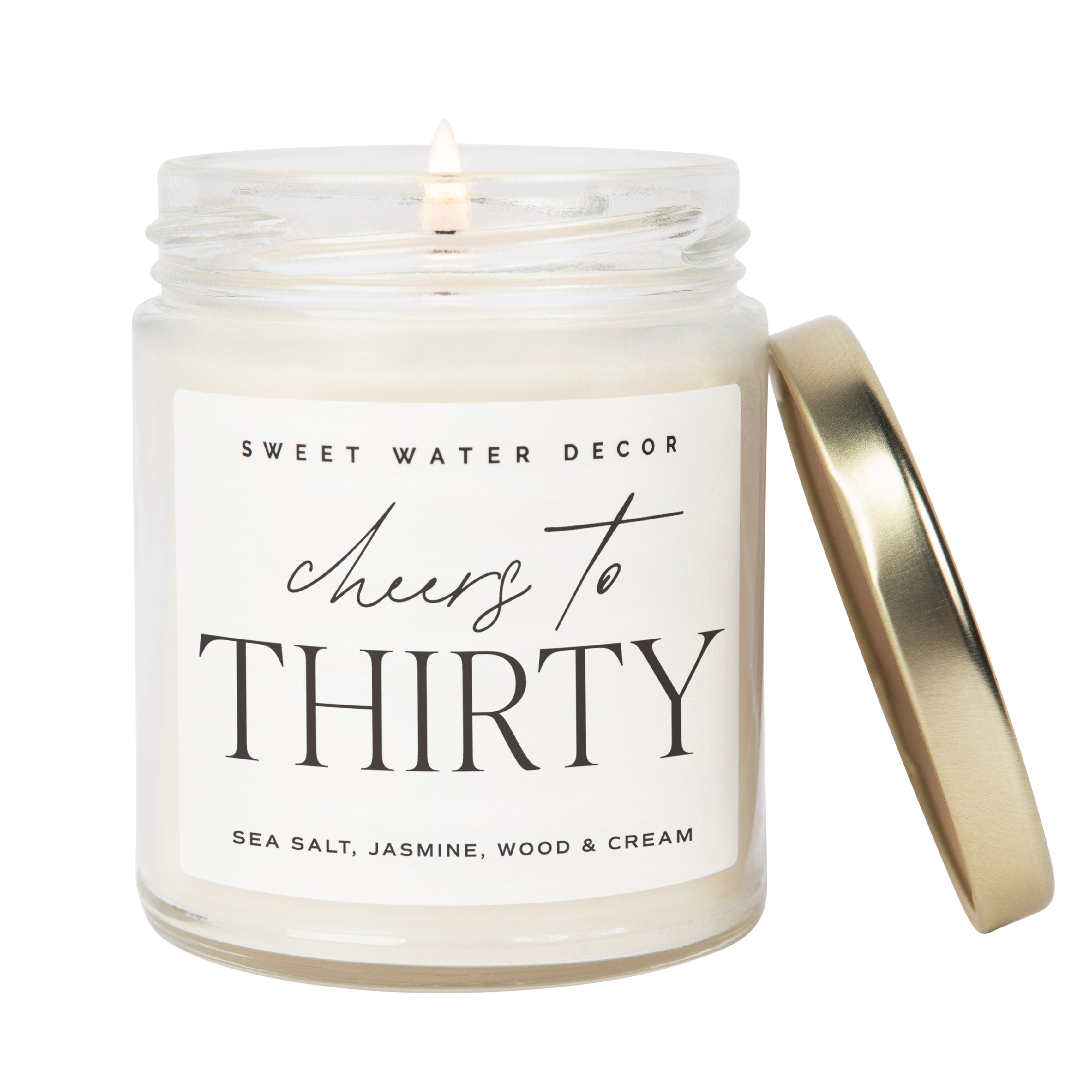 Cheers to Thirty Soy Candle - Clear Jar - 9 oz - Decor Addict, LLC