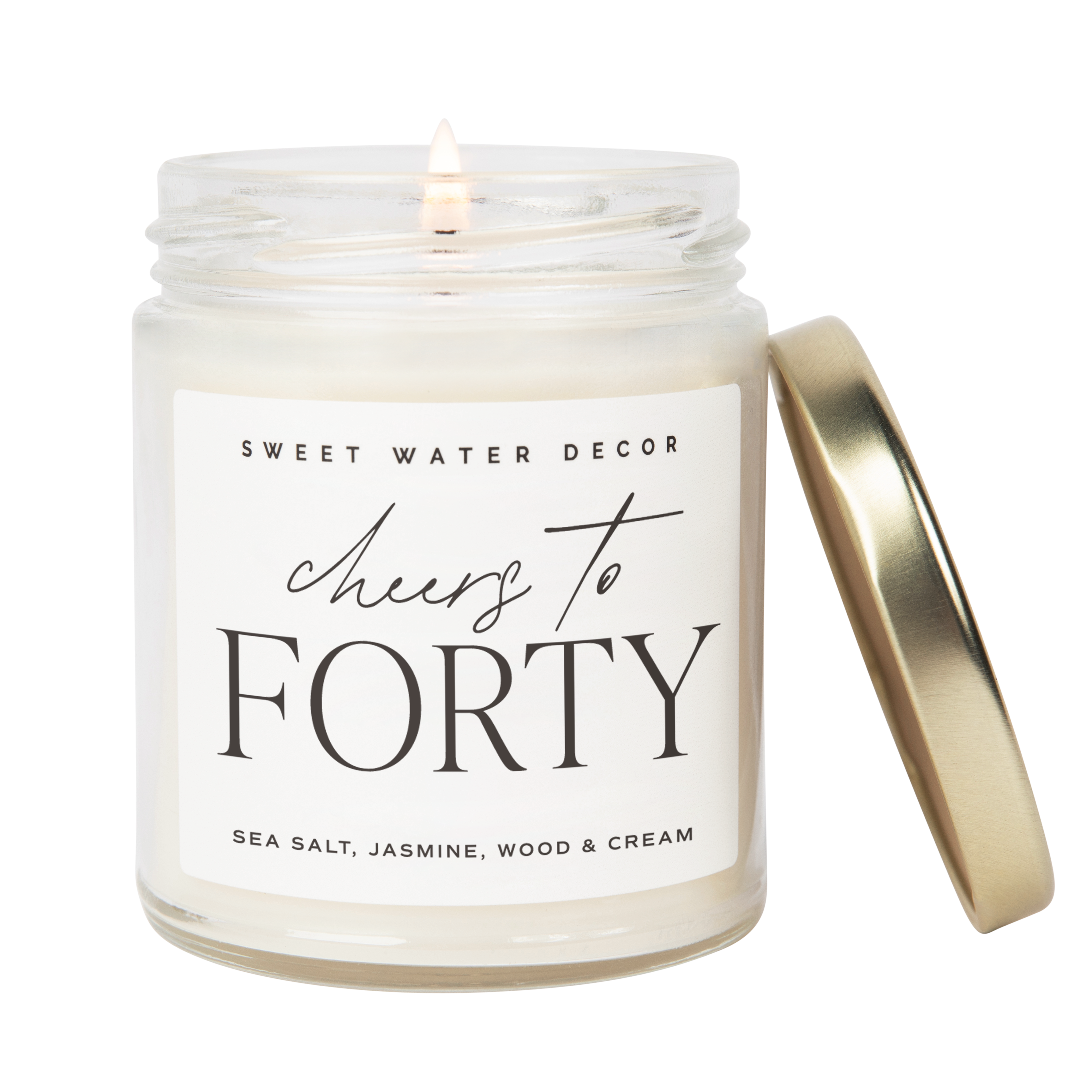 Cheers to Forty Soy Candle - Clear Jar - 9 oz - Decor Addict, LLC