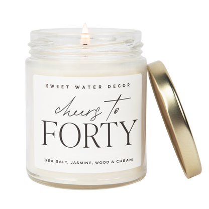 Cheers to Forty Soy Candle - Clear Jar - 9 oz - Decor Addict, LLC