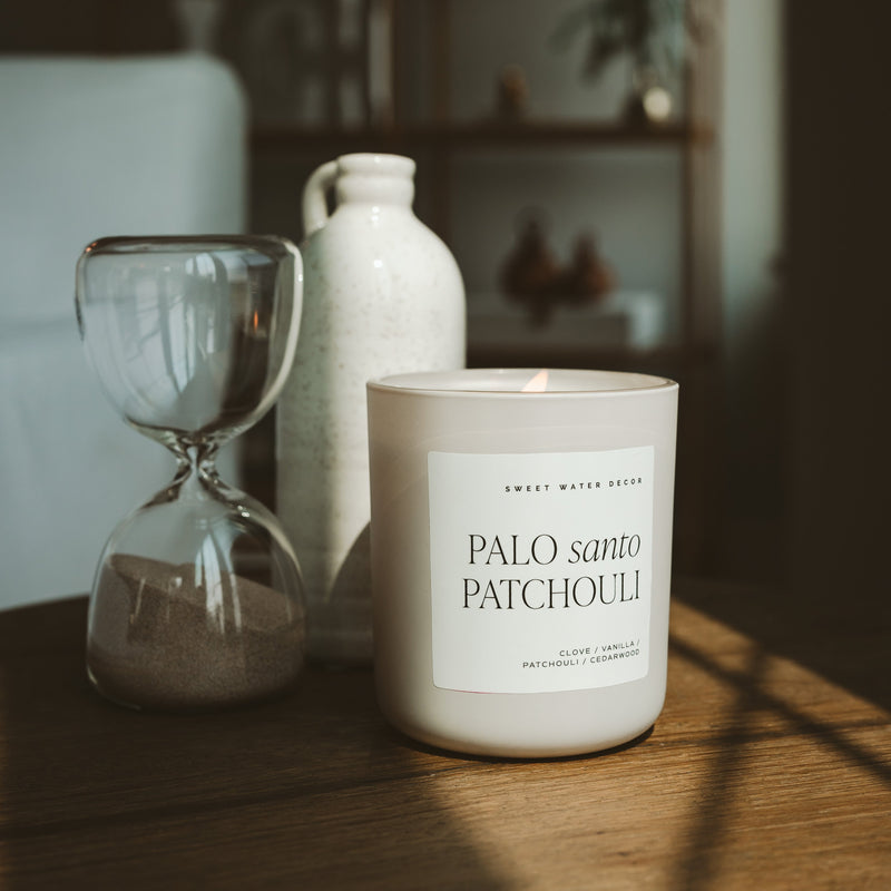 Palo Santo Patchouli Soy Candle - Tan Matte Jar - 15 oz