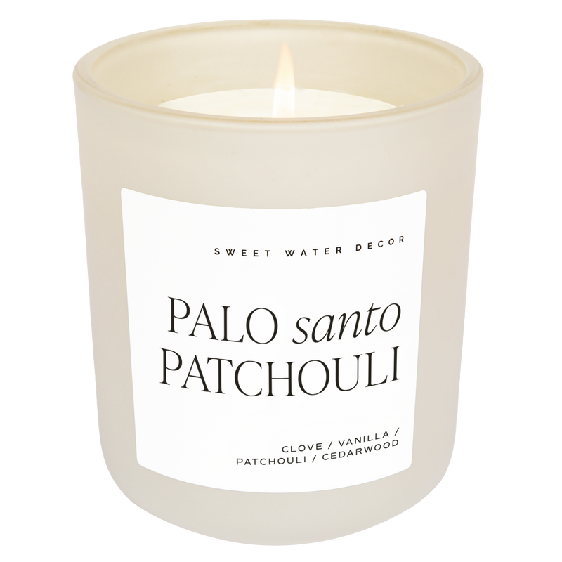 Palo Santo Patchouli Soy Candle - Tan Matte Jar - 15 oz