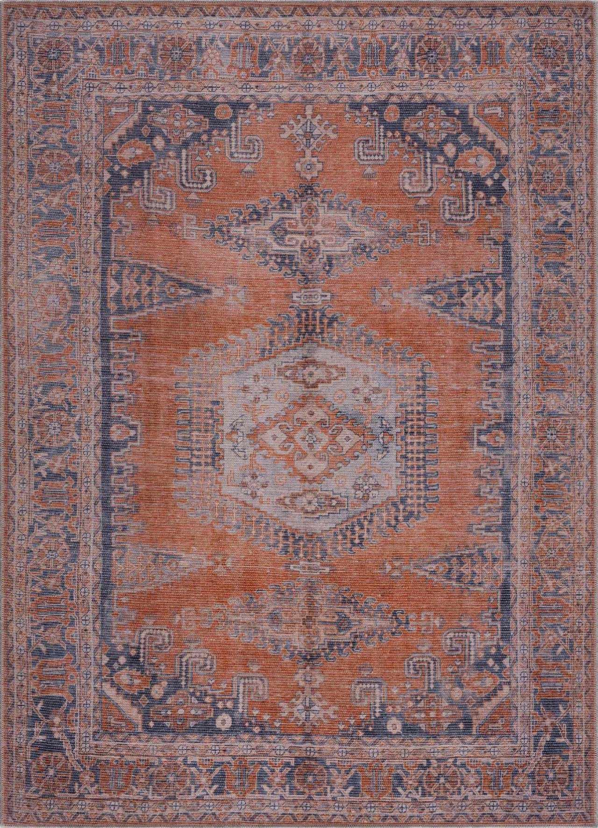 Taber Burnt Orange Washable Rug - Decor Addict, LLC