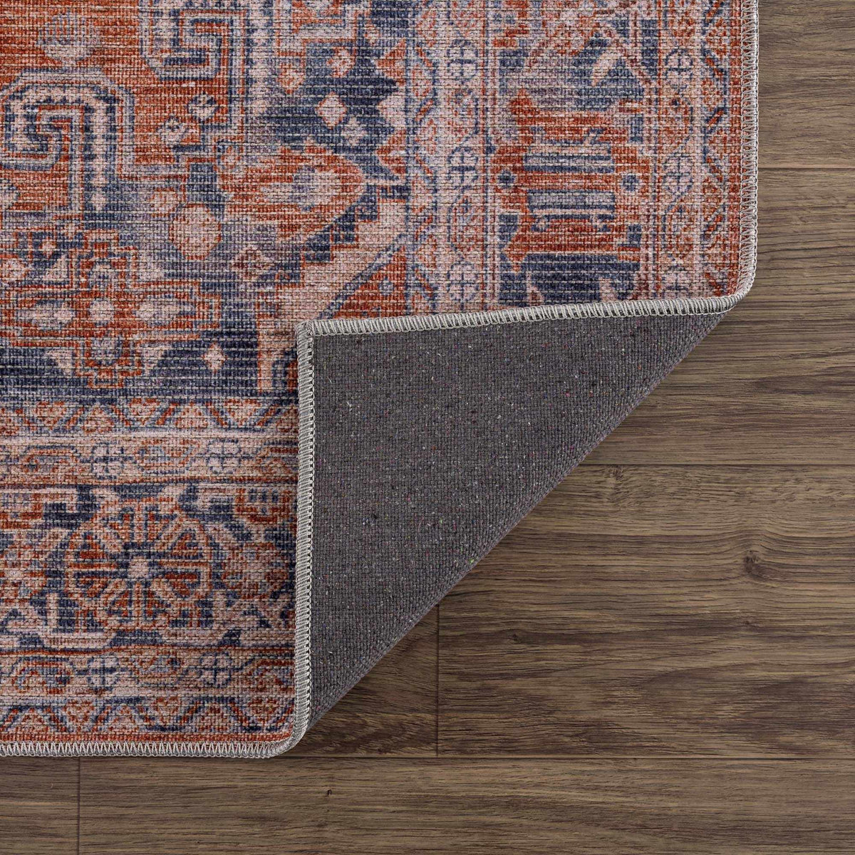 Taber Burnt Orange Washable Rug - Decor Addict, LLC