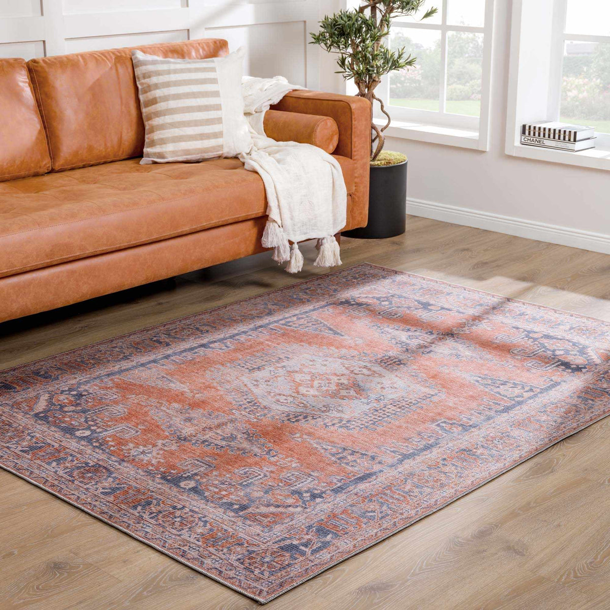 Taber Burnt Orange Washable Rug - Decor Addict, LLC