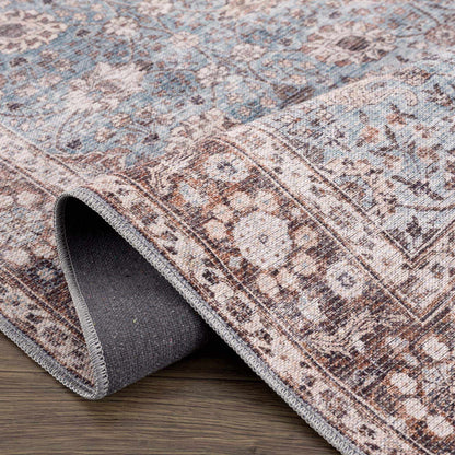 Brown Blue Dauis Vintage Washable Rug - Decor Addict, LLC