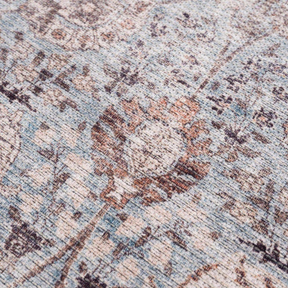 Brown Blue Dauis Vintage Washable Rug - Decor Addict, LLC