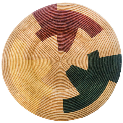 48" Oversized Tan & Evergreen Geo Wall Art Plate - Decor Addict, LLC