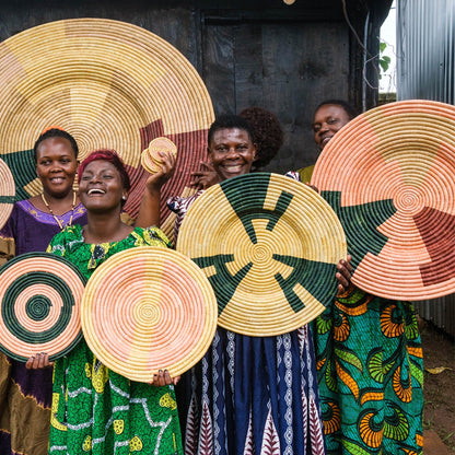 48" Oversized Tan & Evergreen Geo Wall Art Plate - Decor Addict, LLC