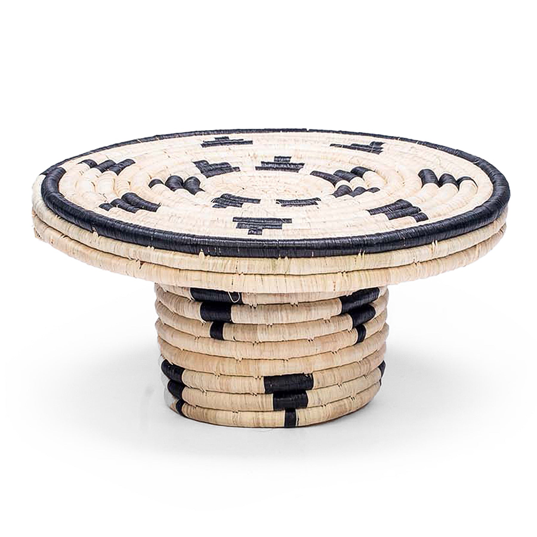 Black + Natural Raffia Cake Stand - Decor Addict, LLC
