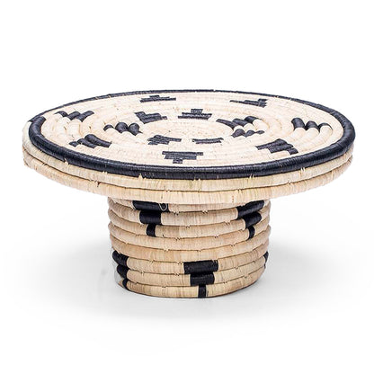 Black + Natural Raffia Cake Stand - Decor Addict, LLC
