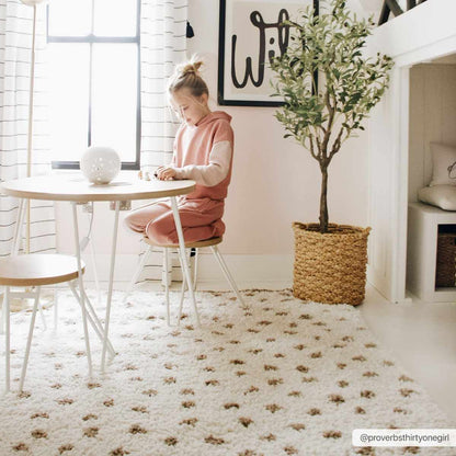 Chaia Dotted Cream & Brown Plush Rug - Decor Addict, LLC