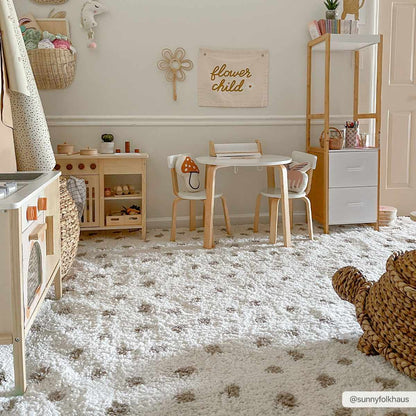 Chaia Dotted Cream & Gray Plush Rug - Decor Addict, LLC