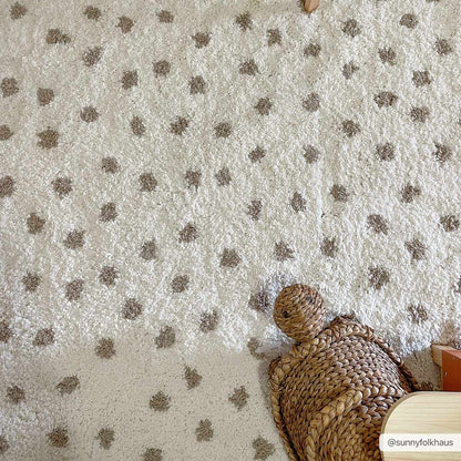 Chaia Dotted Cream & Gray Plush Rug - Decor Addict, LLC