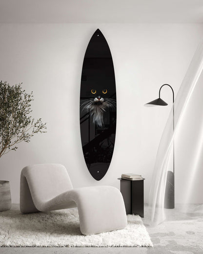 Black Cat Pattern Acrylic Surfboard Wall Art - Decor Addict, LLC