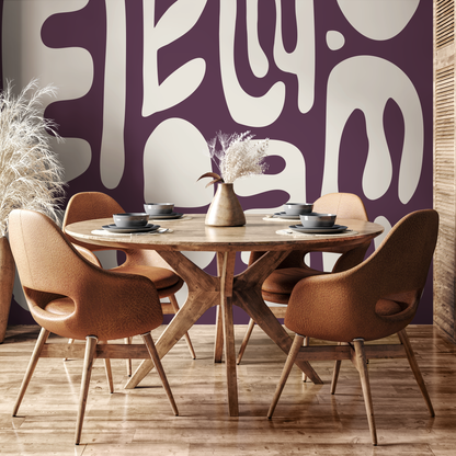 Abstract Wallpaper with Bold Organic Shapes in Purple and Beige - D594 - Decor Addict, LLC