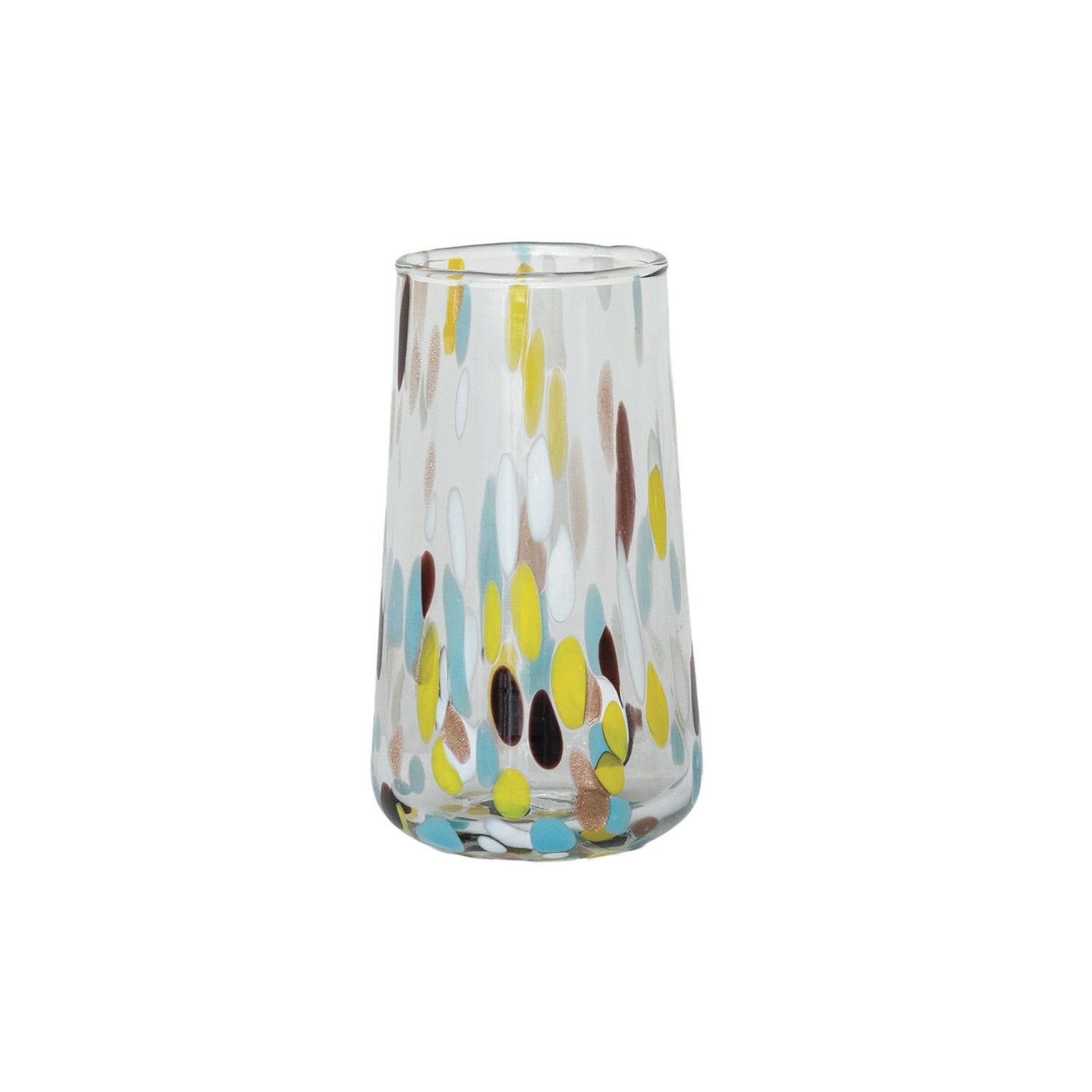 12 oz Hand-Blown Confetti Drinking Glass, Tall