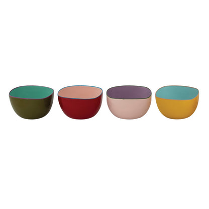 Enameled Stainless Steel Bowl with Colored Edge, 4 Colors