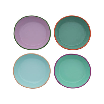 Enameled Stainless Steel Dish with Colored Edge, 4 Colors