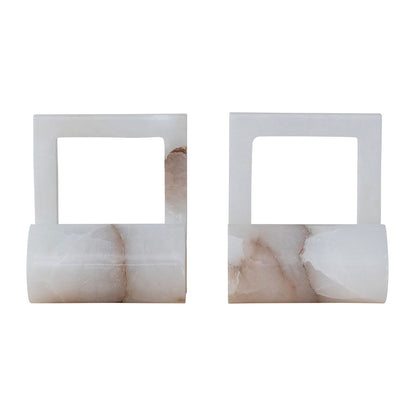 Alabaster Bookends with Cut-Outs, Set of 2 (Each One Will Vary)