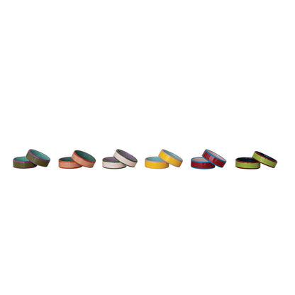 Enameled Metal Napkin Rings with Colored Edge, 6 Colors