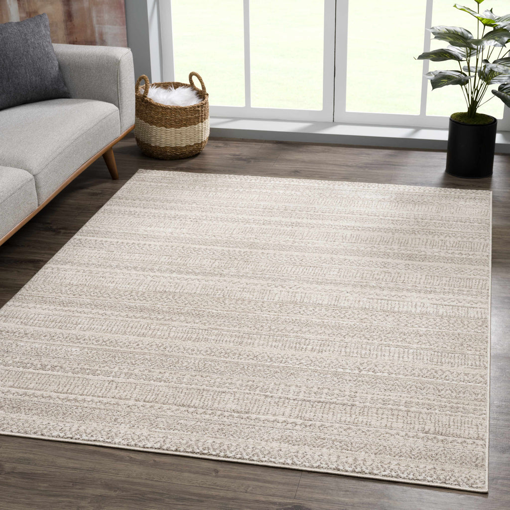 Nate Beige Tribal High Pile Carpet - Decor Addict, LLC