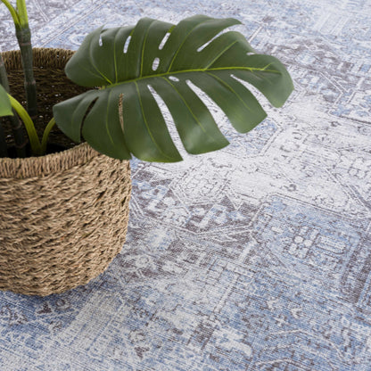 Rosman Blue Washable Area Rug - Decor Addict, LLC