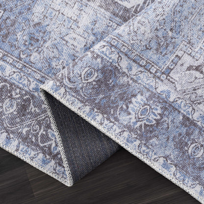 Rosman Blue Washable Area Rug - Decor Addict, LLC