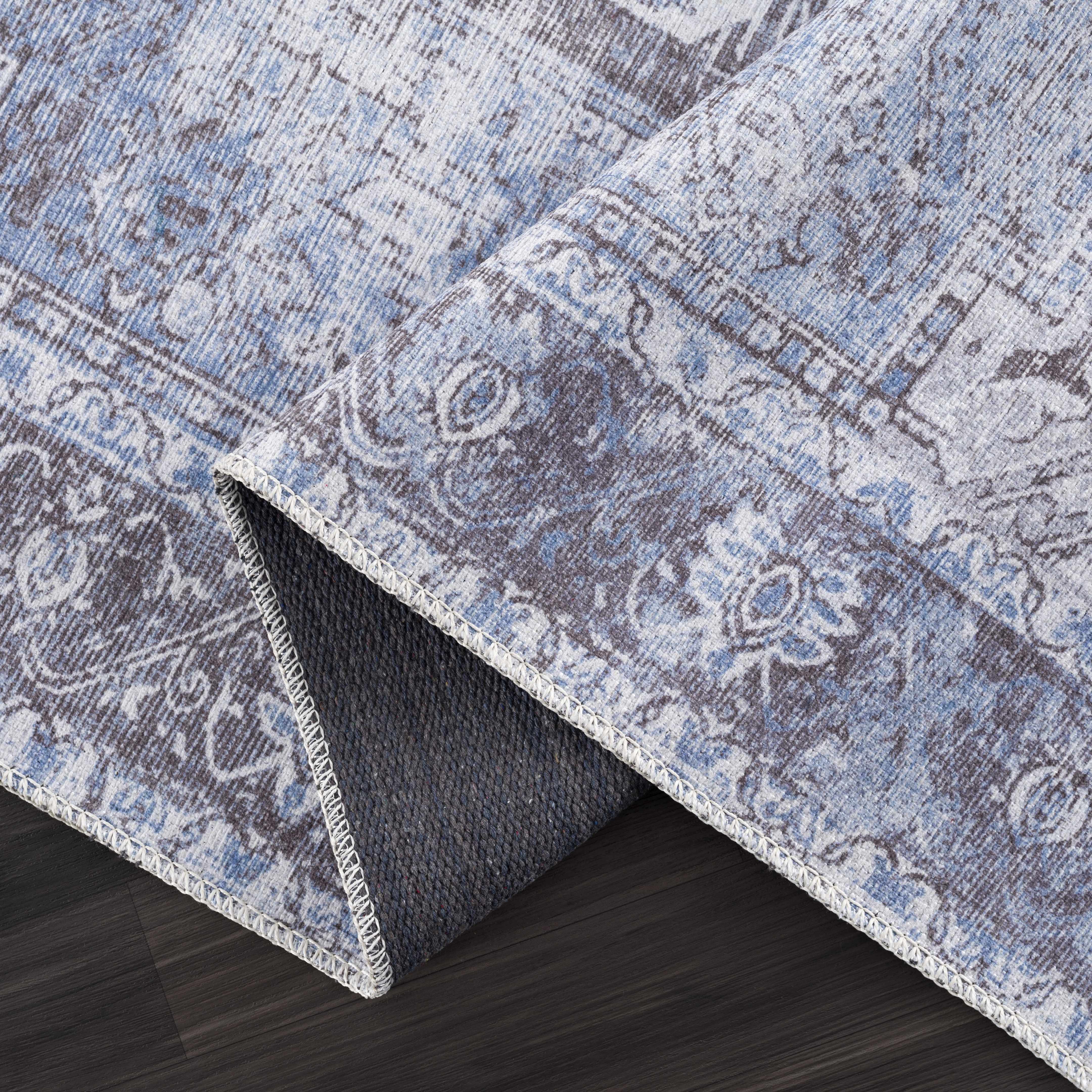 Rosman Blue Washable Area Rug - Decor Addict, LLC