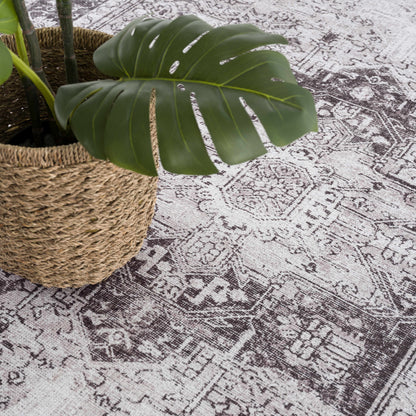 Rosman Gray Washable Area Rug - Decor Addict, LLC