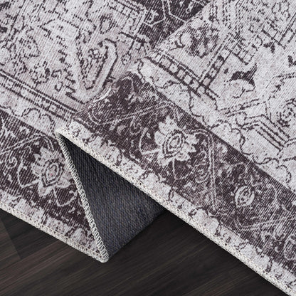 Rosman Gray Washable Area Rug - Decor Addict, LLC