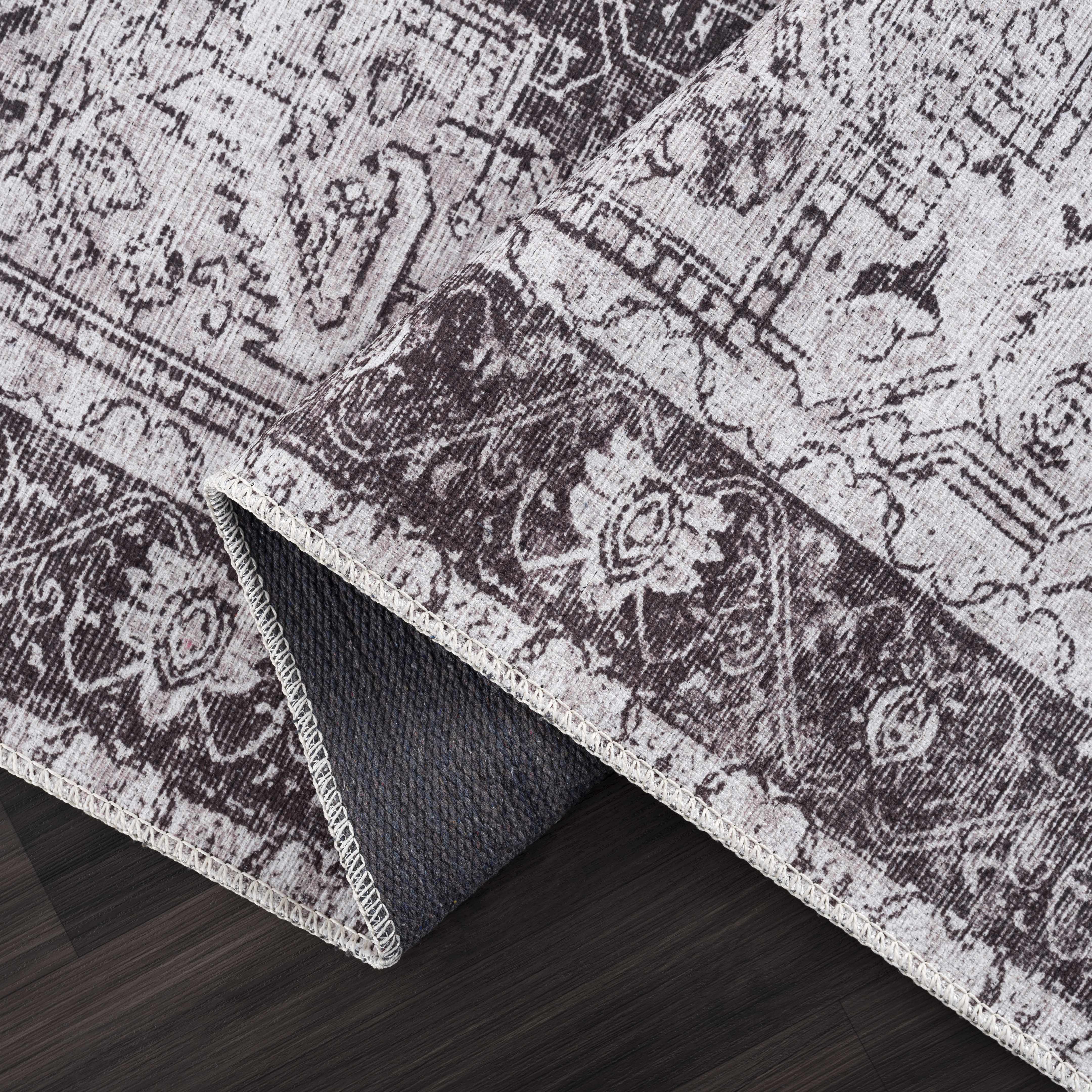 Rosman Gray Washable Area Rug - Decor Addict, LLC