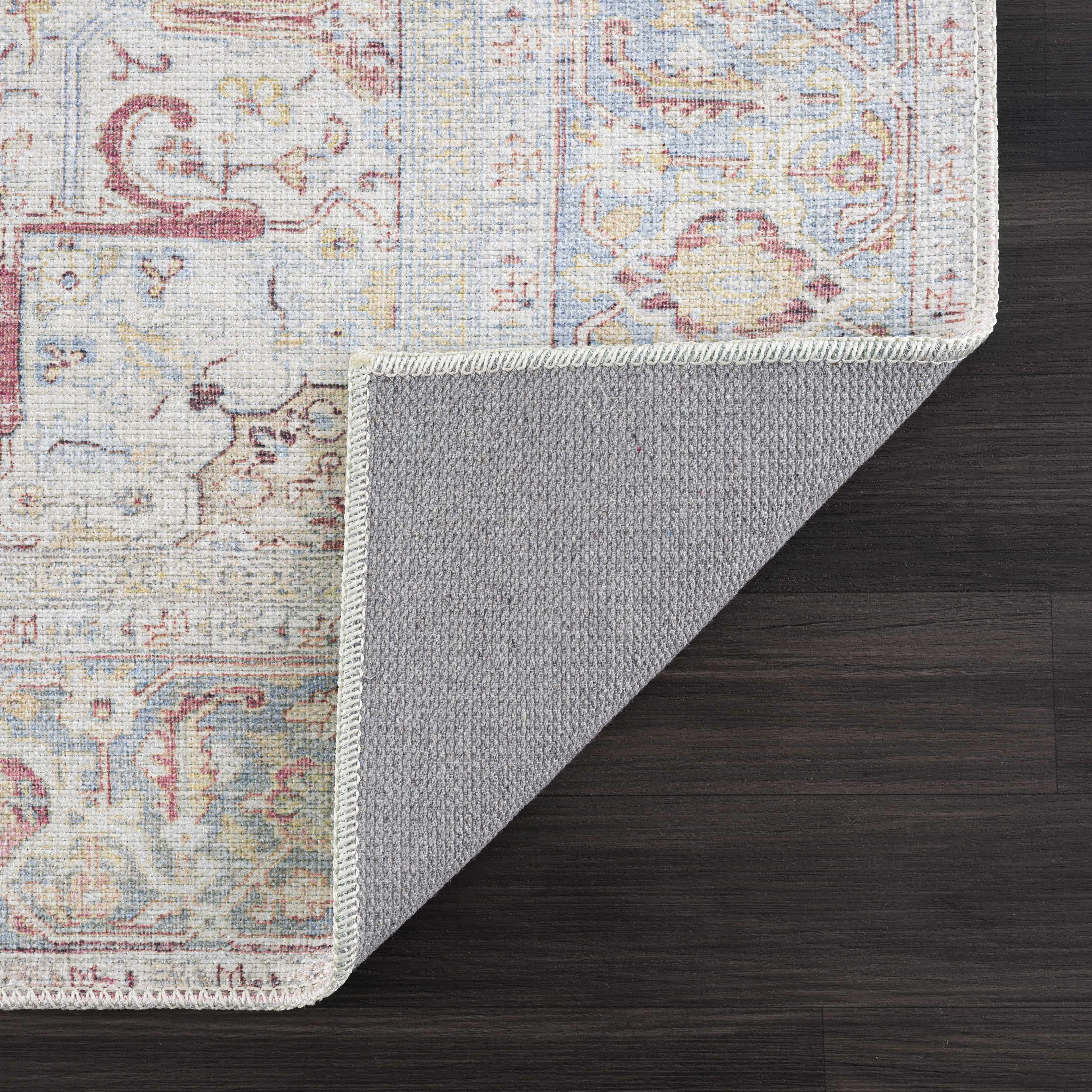 Cream Rust Leeston Vintage Washable Area Rug - Decor Addict, LLC