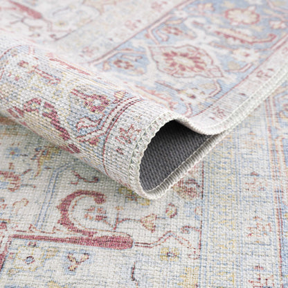 Cream Rust Leeston Vintage Washable Area Rug - Decor Addict, LLC