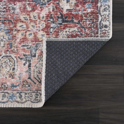 Burgundy Holi-2303 Washable Area Rug - Decor Addict, LLC