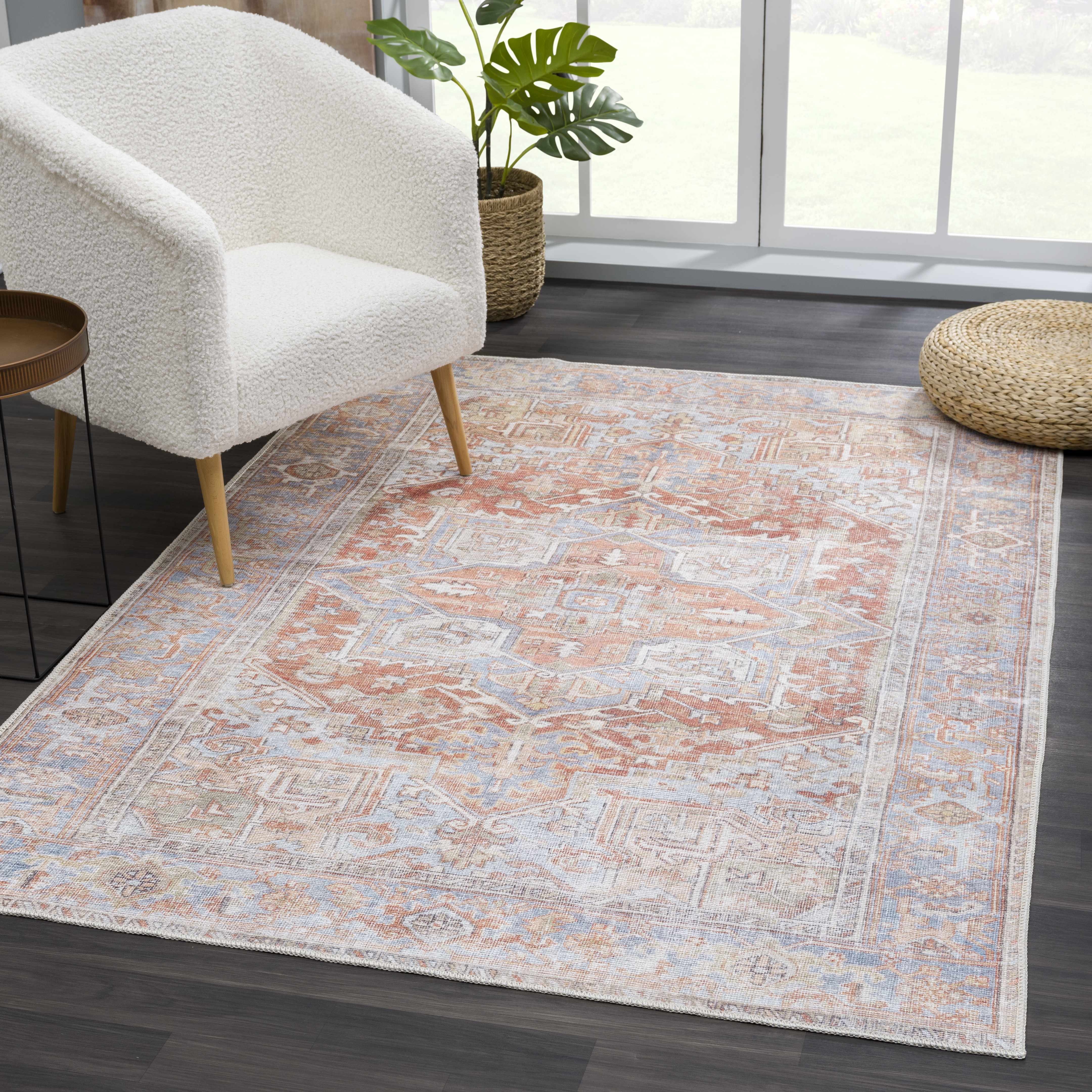 Rust Maayon Washable Rug - Decor Addict, LLC