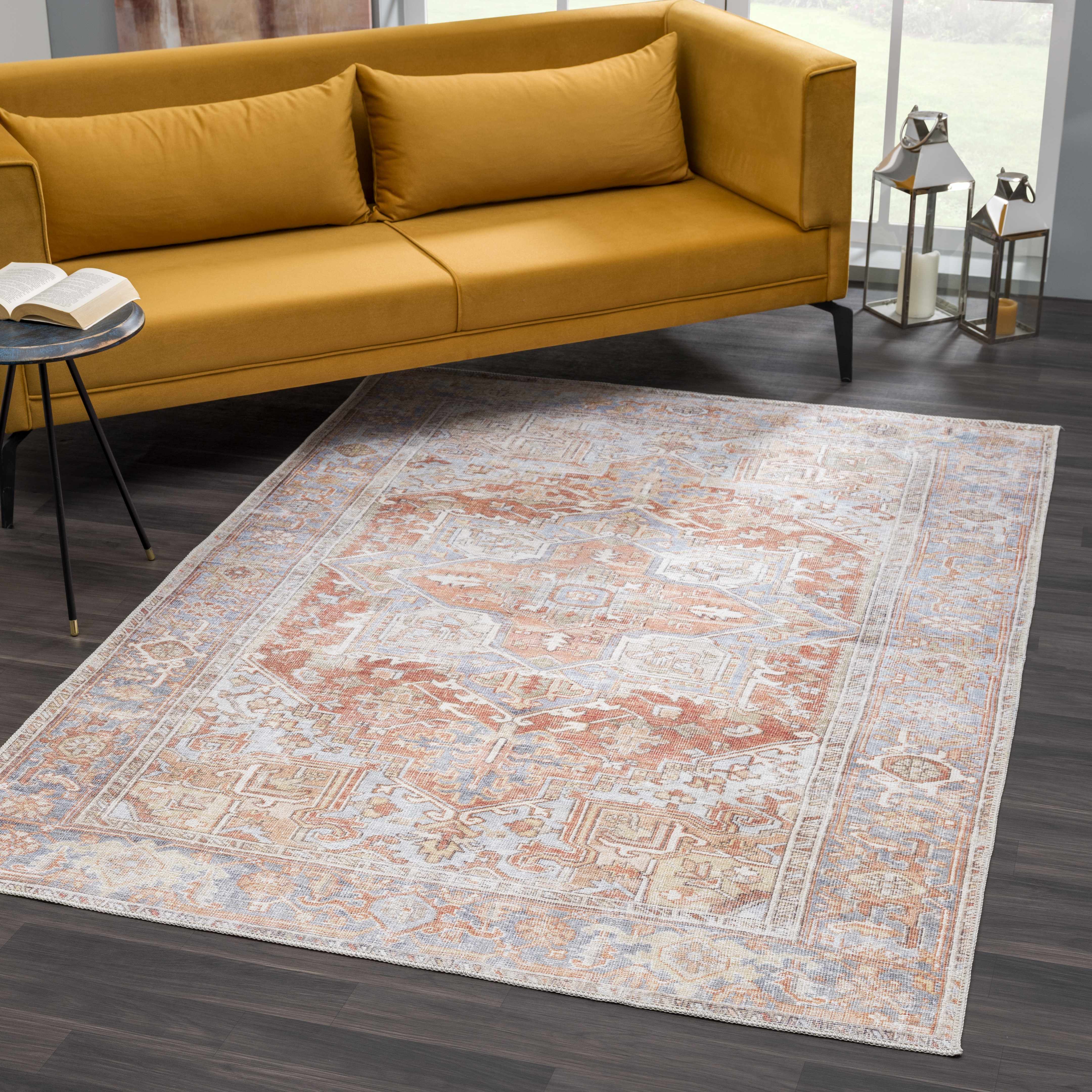 Rust Maayon Washable Rug - Decor Addict, LLC
