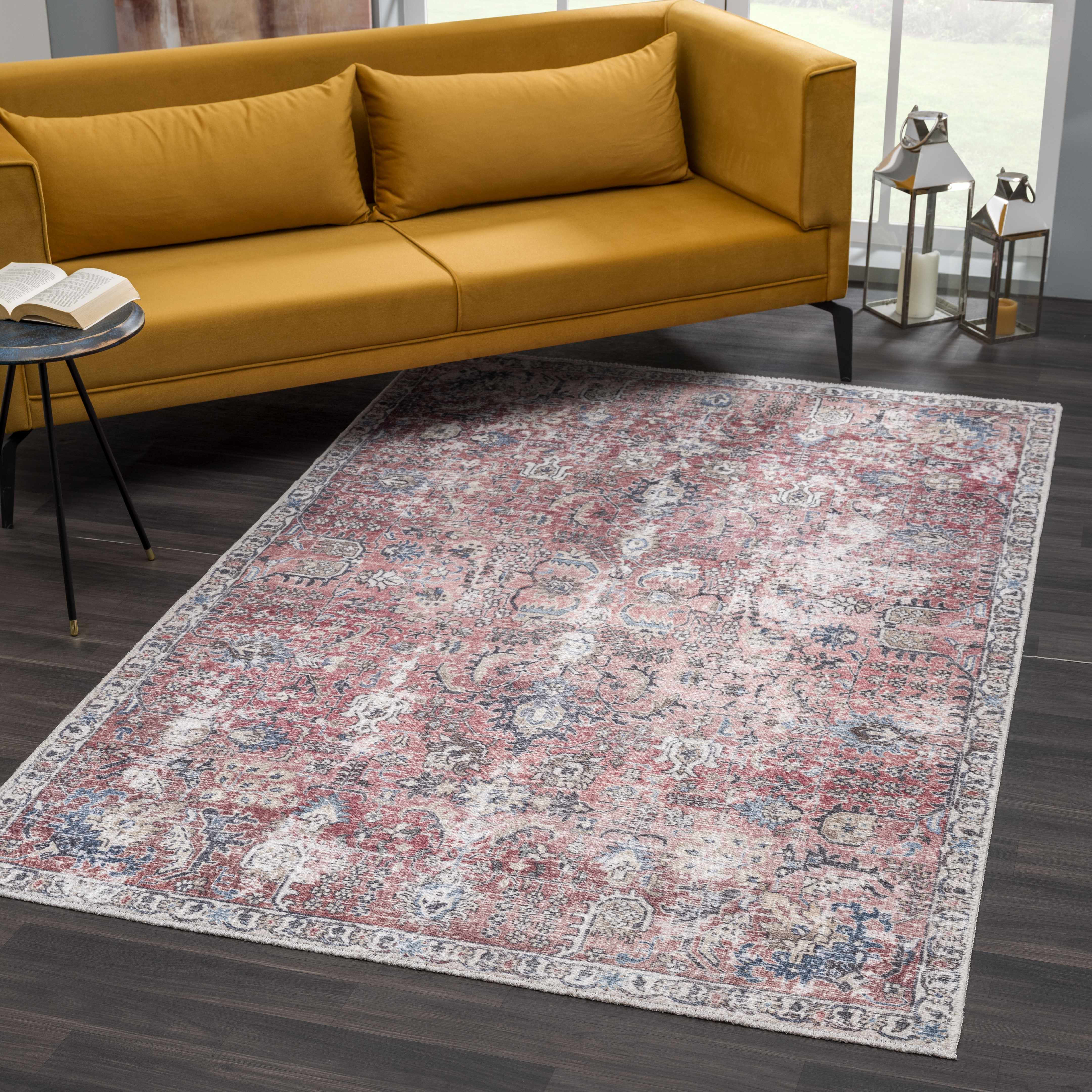 Burgundy Holi-2303 Washable Area Rug - Decor Addict, LLC