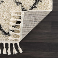 Wallagrass Beige/Black Trellis Tassel Shag - Decor Addict, LLC