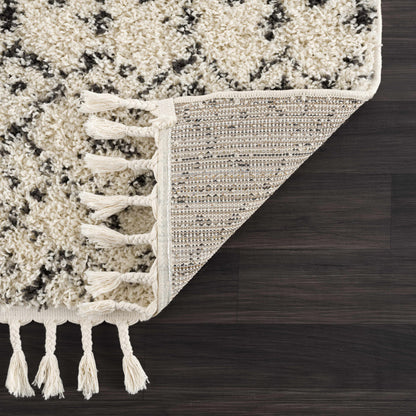 Kibureau Cream Trellis Shag Area Rug - Decor Addict, LLC