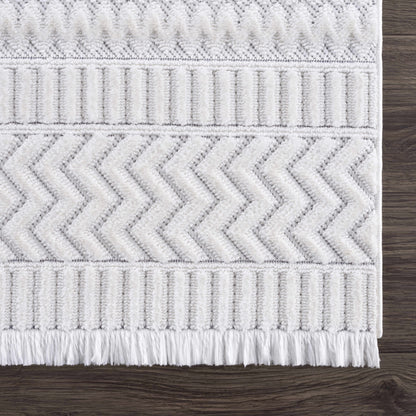 Cira Ivory Textured Area Rug with Fringes - Decor Addict, LLC