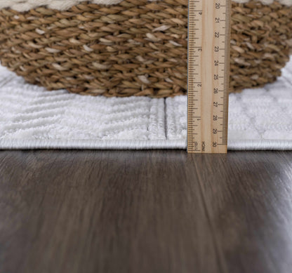 Cira Ivory Textured Area Rug with Fringes - Decor Addict, LLC